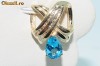 superb pandantiv aur galben14K blue topaz si diamante naturale