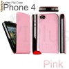 Toc din piele roz iphone 4 poze reale + folie protectie ecran fata spate + expediere gratuita