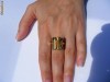 Inel aur rosu-rose 18K, 7.2g, ornat cu un GOLDEN TOPAZ mare (17*12.5mm), greutate 15 CT !!!