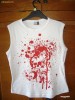 Maieu/tricou fara maneci alb cu imprimeu cranii