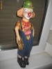 Statuieta mare din lemn veche- Clown cu chitara