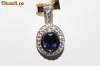 bijuterie rafinata din aur alb 14K ornata cu iolit si 0.26ct diamante naturale, 3,77GR