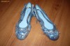 Balerini, pantofi din jeans, blugi imprimat cu auriu, cu franjuri, superbi, nr. 38, NOI!