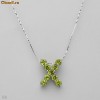 Pandativ din argint cu pietre naturale peridot, 3,00 ct, si lantisor