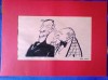 SPLENDIDA CARICATURA , SEMNATA NELL COBAR,  ,, SFATURI POLITICE ,,  MARE CARICATURIST ....  DESEN PE HARTIE  CARTONATA CU PASSPARTOUT...