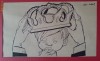 CARICATURA , SEMNATA NELL COBAR,MARE CARICATURIST ....  DESEN PE HARTIE  CARTONATA CU PASSPARTOUT... INCORONARE TIMPURIE ,, ..