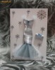 Felicitare glamour, deosebita, design original rochie argintie - Craiasa Zapezii