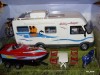 Jucarie Set camping : Masina + barca + motocicleta + 2 biciclete + masuta si scaune