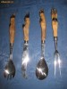 Splendid set tacamuri de vanator din patru piese marca Orangina inox cu manere din copite de animal