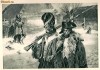 SOLDATI FRANCEZI DIN ARMATA LUI NAPOLEON BONAPARTE , IN RETRAGERE PRIN ZAPEZILE RUSIEI , REPRODUCERE PE HARTIE CARTONATA ,VECHI ALBUM ARTA , FORMAT A4