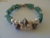 bratara cu aventurine, perle decultura si elemente argint tibetan
