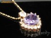 Pandantiv placat cu aur, cu cristal ametist inima si cristale swarovski + lant - bijuterii mireasa