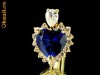 Pandantiv placat cu aur, cu cristal safir inima si cristale swarovski + lant - bijuterii mireasa