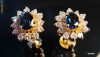 cercei aur 14K cu safire si diamante