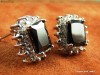 Cercei Super Elegance  placati cu Aur Alb 18K, 15mm, 6gr, Black Safir