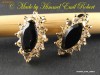 Cercei  Elegance, Black safir si topaze Pear placati cu Aur G 18K, 17mm, 3.3gr,