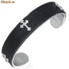 Bratara Otel Inox si Piele Motiv Cruce BSS-377