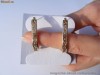 Spectaculosi Cercei model HOOP aur 14K, 9.3g, ornati cu 16 BRILIANTE champagne de 3mm !!