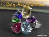 Inel Placat cu Aur Alb 18k, Ametist, Safir, olivina / pridot, citrin, kunzit, blue topaz. Diametrul =19-19.5mm, fata 20/16mm