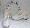 Pantofiori speciali,ocazii speciale,domnisoara de onoare,KATRINA by KATZ crem cu mov/leventica deschisa si accesoriu par in set ,mar.uk8 EUR25-26