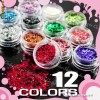 Sclipici fin cu paiete set de 12 cutiute, paiete nail art, pictura unghii, constructie modele pictura unghie