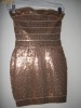 ROCHIE  HERVE  LEGER  GOLD  CU PAIETE