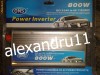 Invertor invertoare convertor convertoare auto argintiu ONS 800W reali de la 12V la priza 220V clesti pentru alimentare de la bateria auto