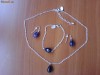 Set/Colectie de 3 bijuterii cu ametist (colier, cercei, bratara))