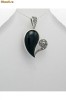Pandantiv inima din argint cu email negru si marcasite 17-1-i23249