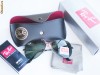 Aviator Ochelari Soare Logo Ray Ban Rama Neagra Lentile Verzi