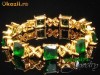 Bratara placata cu aur de 18k, cu cristale smarald princess cut - bijuterii mireasa
