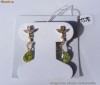 Cercei superbi aur 14K, 2.9g, ornati cu 3.2CT PERIDOT briolette si DIAMANTE !!!