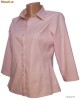 Camasa roz cu maneci treisferturi Chic, brand 915 New Look, made in India, compozitie material: 97% bumbac, 3% elastan, culoare roz pal, cambrata