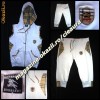 SET 2 in 1 HANORAC GLUGA si PANTALONI TREI SFERTURI  ALB IMACULAT DAMA 100% BUMBAC firma BURBERRY HANORACE FEMEI