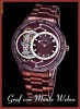 CEAS GERMANIA Graf von Monte Wehro DUAL CORE AUTOMATIC+ QUARTZ. OPEN HEART HALF SKELETON. CULOARE EXCEPTIONALA COGNAC METALIZAT. LA CUTIE+GARANTIE