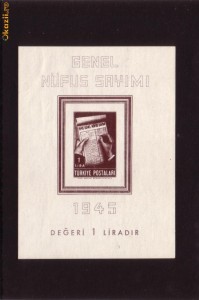 Turcia  D107 Recensamint 1945 bloc 3 foto