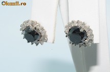 superbi cercei aur alb 14K cu diamante negre si albe 4,85CT !!! foto