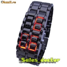 Super ceas led-uri Iron Samurai Lava Red / Rosu pt. barbati! 2,5 cm latime! bratara