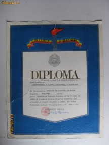 DIPLOMA CANTAREA ROMANIEI DIN ANII 80 foto