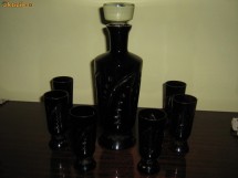 Set cristal rubin sticla cu 6 pahare foto