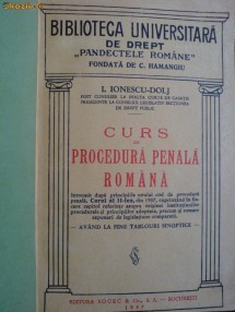 Ioan Ionescu Dolj Curs de procedura penala romana 1937 foto