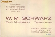 Reclama Tiparita W.M.Schwarz - Cu Inscris pe Verso foto