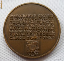 PROFESORULUI ALEXANDRU TZIGARA SAMURCAS INTEMEIETORUL MUZEULUI DE ARTA NATIONALA LA 40 DE ANI DE CONDUCERE A FUNDATIEI REGELE CAROL I - XII - 1939
