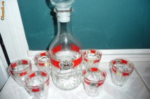 SET PAHARE VIN CU DECANTOR DEOSEBITE , STICLA ARCOPAL ITALIA foto