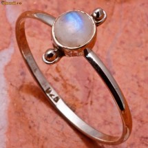Inel argint .925 si natural curcubeu moonstone foto