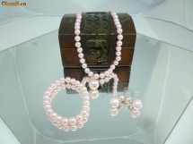 Set perle roz pal, 3 piese foto