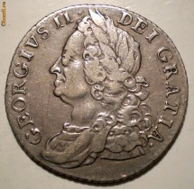 C.285 MARE BRITANIE GEORGE II 1 SHILLING 1758 ARGINT