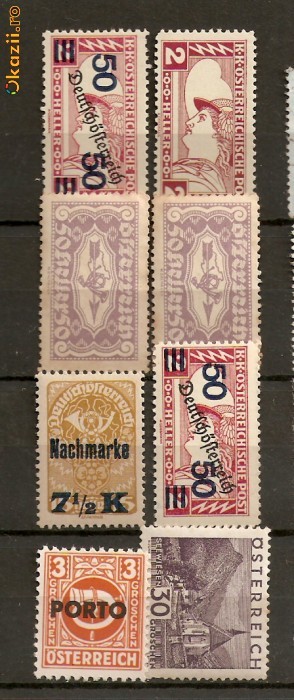 Timbre Austria Lot nestampilate cu supratipar foto mare