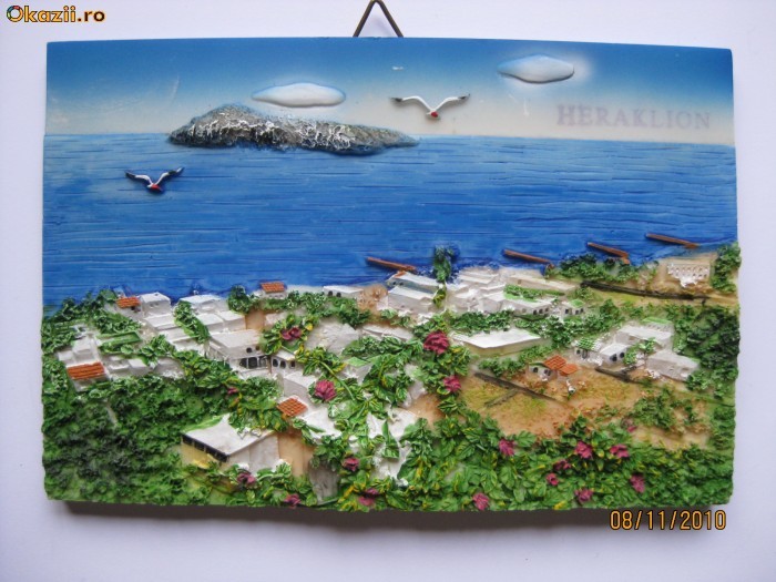 TABLOAS  SOUVENIR CRETAN DIN PLASTIC PICTAT foto mare