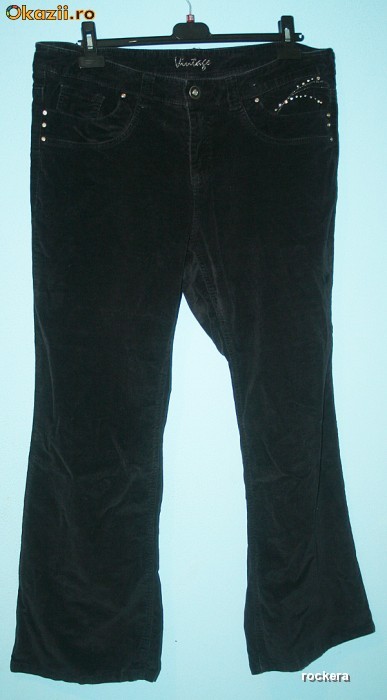 Blugi raiati negri Vintage marimea 50 elastici putin evazati foto mare
